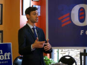 Democrat Jon Ossoff campaigns at a restaurant in Alpharetta, Ga., Friday, June 16, 2017, ahead of a runoff election to replace former Rep. Tom Price. Ossoff is trying for an upset over Republican Karen Handel in the GOP-leaning 6th Congressional District that stretches across greater Atlanta's northern suburbs.