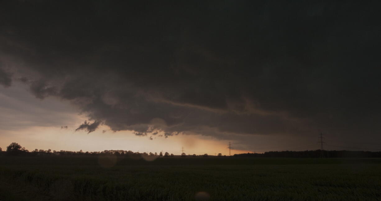 Dark clouds obscure the sky above Elbstorf, Germany, Thursday, June 22, 2017.