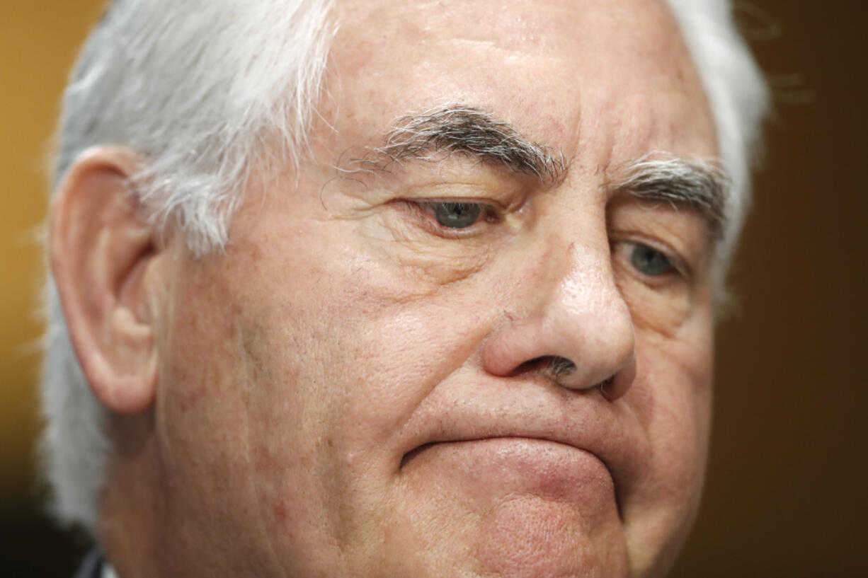 Secretary of State Rex Tillerson pauses while testifying on Capitol Hill in Washington before the Senate Foreign Relations Committee.