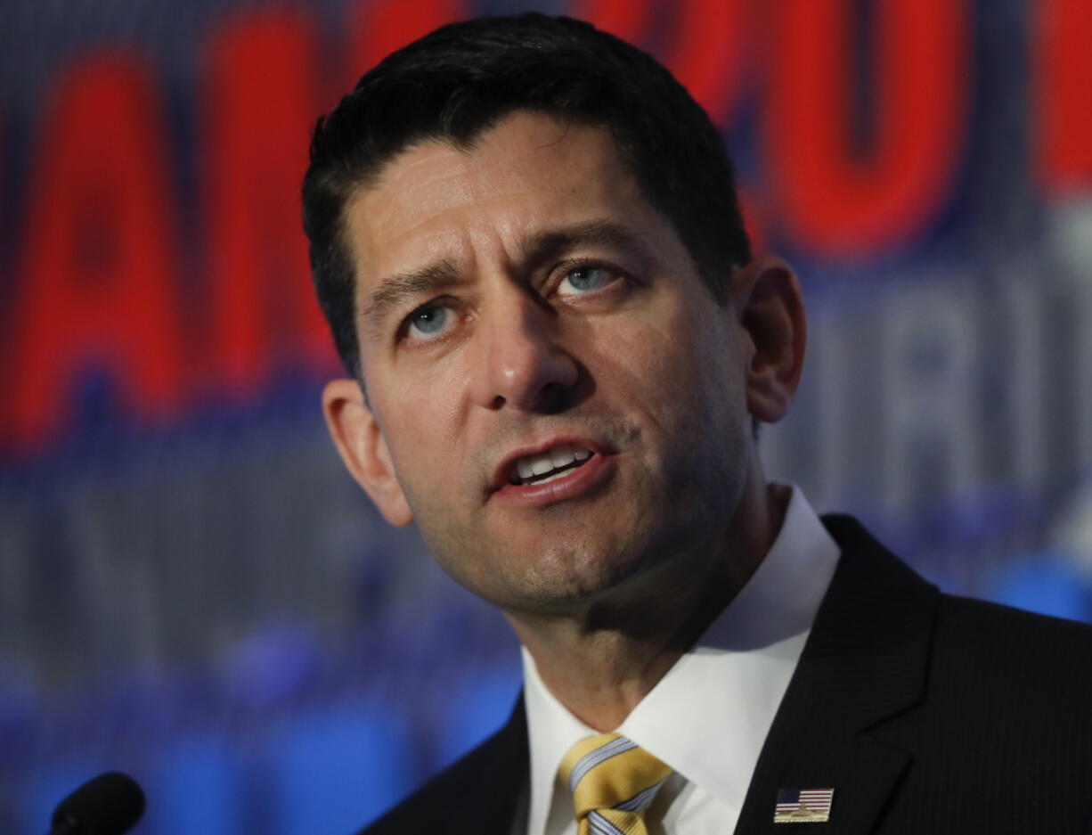 House Speaker Paul Ryan of Wis., speaks during the National Association of Manufacturers 2017 Manufacturing Summit in Washington on Tuesday. Overhauling the nation’s tax code in a once-in-a-generation opportunity, says House Speaker Paul Ryan, who is promising to act by the end of the year despite political divisions among Republicans and a crowded legislative agenda for Congress.