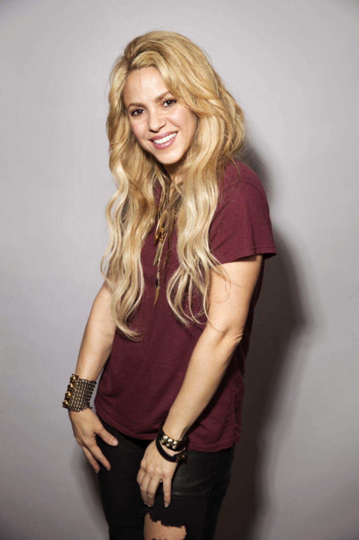 Colombian performer Shakira poses for a portrait in New York to promote her 11th album “El Dorado”.