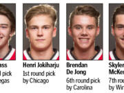 Portland Winterhawks 2017 NHL draft picks included Cody Glass, Henri Jokiharju, Brendan De Jong and Skyler McKenzie.