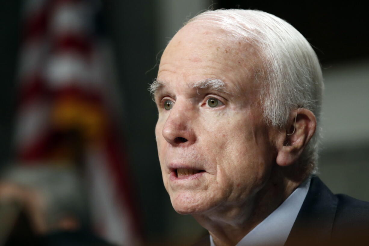 Senate Armed Services Committee Chairman Sen. John McCain, R-Ariz. speaks June 13 on Capitol Hill in Washington. McCain and Sen. Jack Reed, D- R.I., are asking Defense Secretary Jim Mattis to investigate reports that U.S. military interrogators worked with forces from the United Arab Emirates accused of torturing detainees in Yemen.