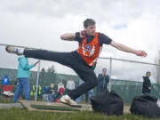 Ridgefield’s Trey Knight won the shot put, discus and hammer throw at the USATF Region 13 Track and Field Championships in Spokane.