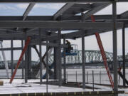 Construction continues on Block 9 at the Vancouver waterfront on Monday afternoon.