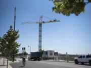 Robertson &amp; Olson Construction finished setting up a large crane at the Vancouver Waterfront on Friday.