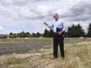 C-Tran Planning, Development and Public Affairs Director, Scott Patterson, standing in part of the Fisher’s Landing Transit Center property at the corner of Southeast 164th Avenue and Southeast Cascade Park Drive that will be considered in an upcoming transit-oriented development study.