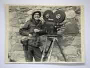 A photograph of Technical Sgt. Donald Morrow, taken in Italy in October 1944, is part of Bryan Ilyankoff’s exhibit honoring World War II combat photographers.