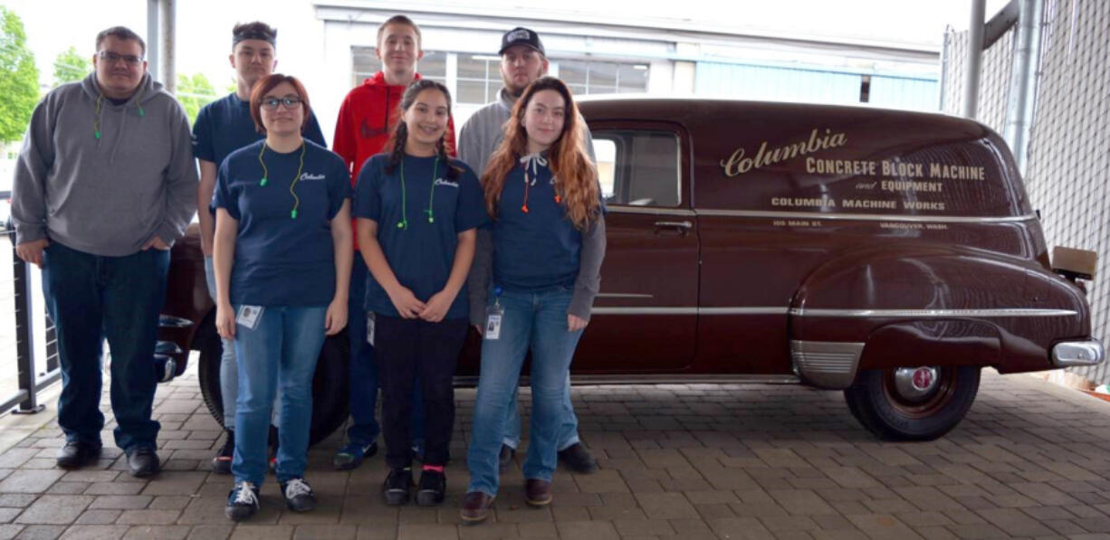 East Vancouver: Legacy High School students looking to work in science, technology, engineering and math settings visited Columbia Machine last week to learn about manufacturing, work flows and industrial safety. Back row from left: Jeffrey Culver, Dalton Coker, Christian Cramblett and Tristen Conn, and front row, from left: Genevieve Gomez, Emily Lovato and Makenna Every.