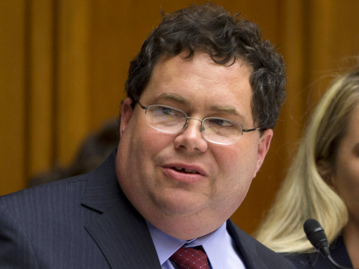 FILE - In this March 19, 2013 file photo, Rep. Blake Farenthold, R-Texas is seen on Capitol Hill in Washington.