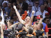 Jeff Horn of Australia celebrates after beating Manny Pacquiao.