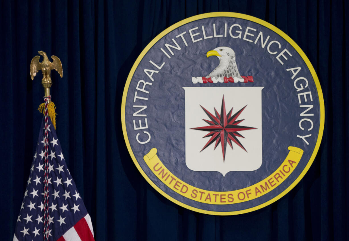 FILE - This April 13, 2016, file photo shows the seal of the Central Intelligence Agency at CIA headquarters in Langley, Va. A hearing in a lawsuit stemming from the agency’s harsh interrogation techniques is scheduled for Friday, July 28, 2017 in Spokane, Wash.