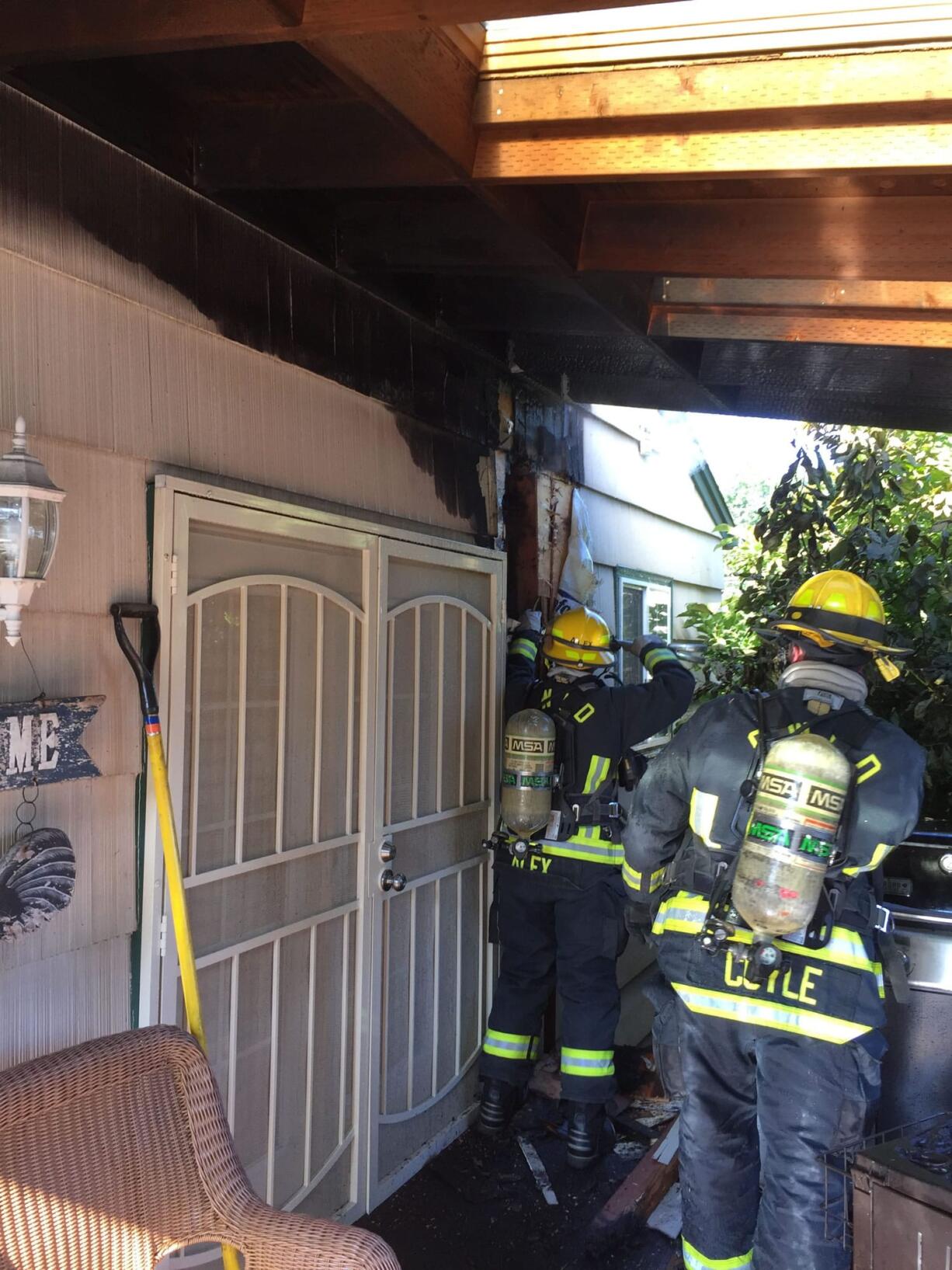 The Camas-Washougal Fire Department was sent to a working house fire on the 2100 block of N.E. Everett Street in Camas at 8:46 a.m. The north side of a two-story single family home was ablaze, but crews contained and knocked down the fire without significant spread to the rest of the home.