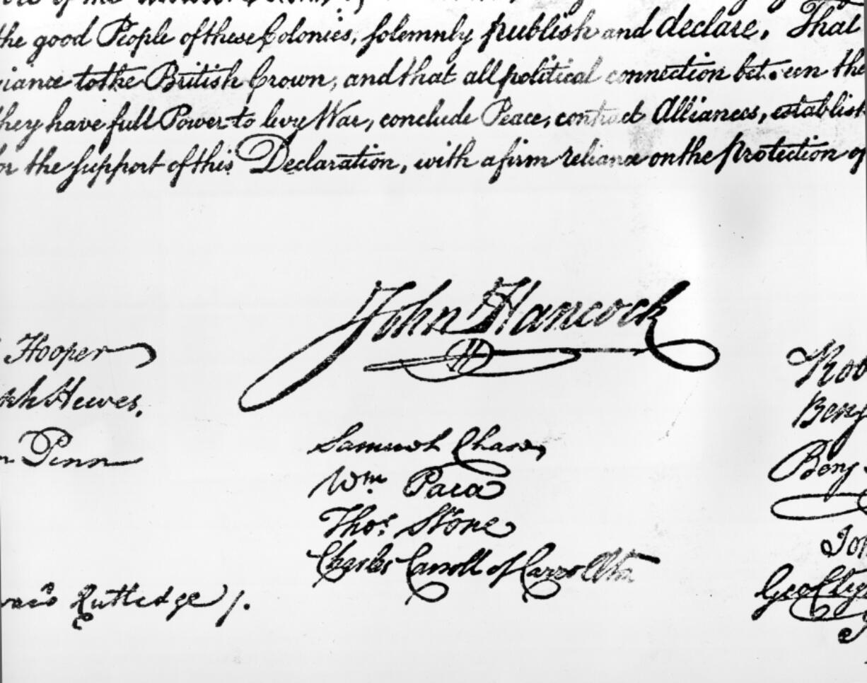 John Hancock’s signature on the Declaration of Independence, which was formally signed by 56 members of Congress beginning Aug. 2, 1776. National Public Radio marked Independence Day on July 4th, 2017, by tweeting the entire declaration, but it seems some Twitter users didn’t recognize what they were reading. Some of the founders’ criticisms of King George III were met with angry responses from supporters of President Donald Trump, who seemed to believe the tweets were a reference to the current president. Others were under the impression NPR was trying to provoke Trump with the tweets.