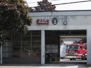 A fire truck arrives back at Vancouver Fire Department’s Fire Station 2 in the Shumway neighborhood. The station is one of two slated to be sold at the end of the year, and neighbors wonder what could replace it.