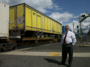 Washougal Mayor Sean Guard stands near the intersection of Main and 32nd streets in 2015.