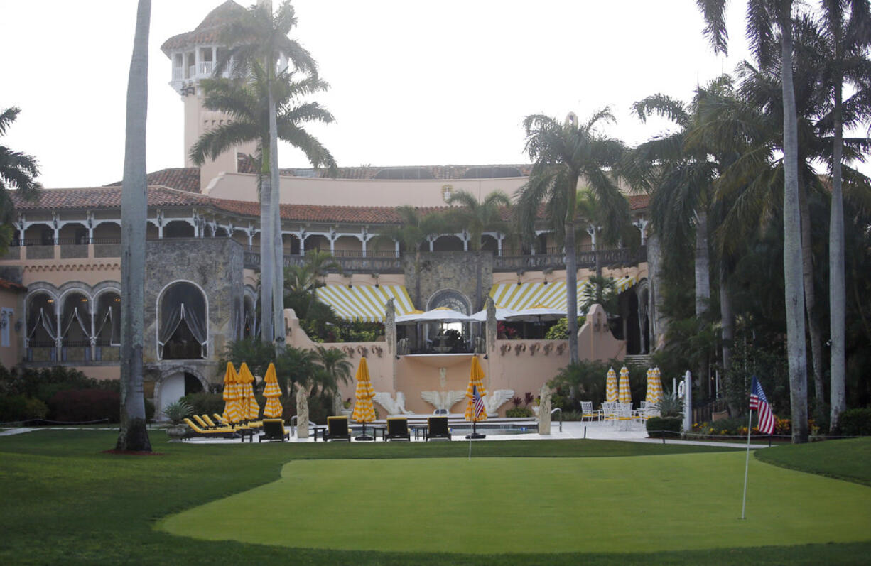 FILE - In this April 15, 2017 file photo, President Donald Trump's Mar-a-Lago estate in Palm Beach, Fla. As President Donald Trump spends much of August at his New Jersey golf club, Democratic lawmakers are making a new push for information about how much money the federal government is spending at his for-profit properties. Democrats on the House Oversight Committee are asking that departments hand over information about their Trump-related spending by Aug. 25.