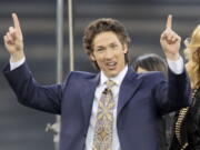 Lakewood Church pastor Joel Osteen at Dodger Stadium during his “A Night of Hope” in Los Angeles. Osteen said in a statement to ABC News on Aug. 28, 2017, that his Lakewood Church would open as a shelter for Hurricane Harvey victims if needed.