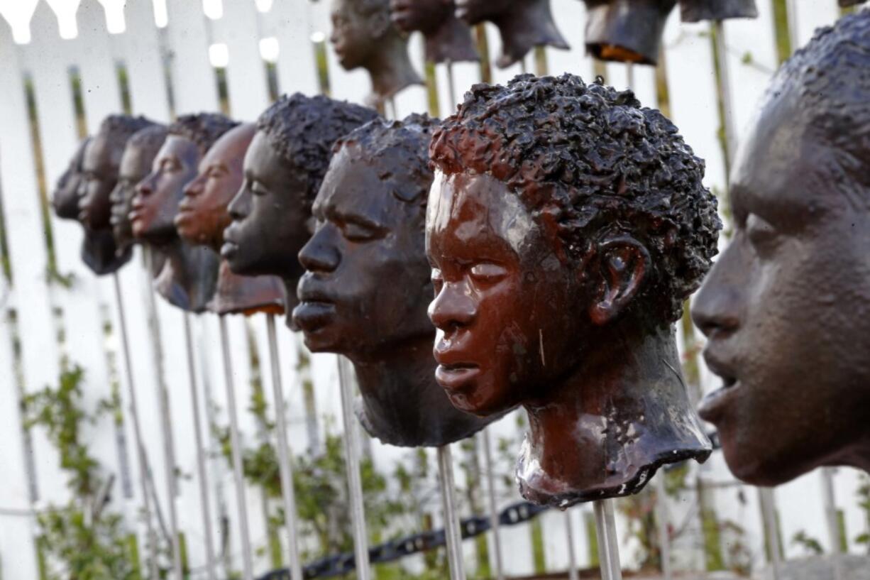 A memorial by Woodrow Nash for the German Coast Uprising at the Whitney Plantation in Edgard, La. Slaves who participated were tried and executed.