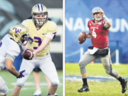 Washington quarterback Jake Browning, left, and Washington State quarterback Luke Falk.