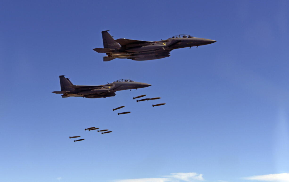 In this photo provided by South Korea Defense Ministry, South Korean F-15 fighter jets drop bombs over the Korean Peninsula, South Korea, Thursday, Aug. 31, 2017. The United States flew some of its most advanced warplanes in bombing drills with ally South Korea on Thursday, a clear warning after North Korea launched a midrange ballistic missile designed to carry nuclear bombs over Japan earlier this week, South Korea’s military said. North Korea hates such displays of U.S. military might at close range and will likely respond with fury.