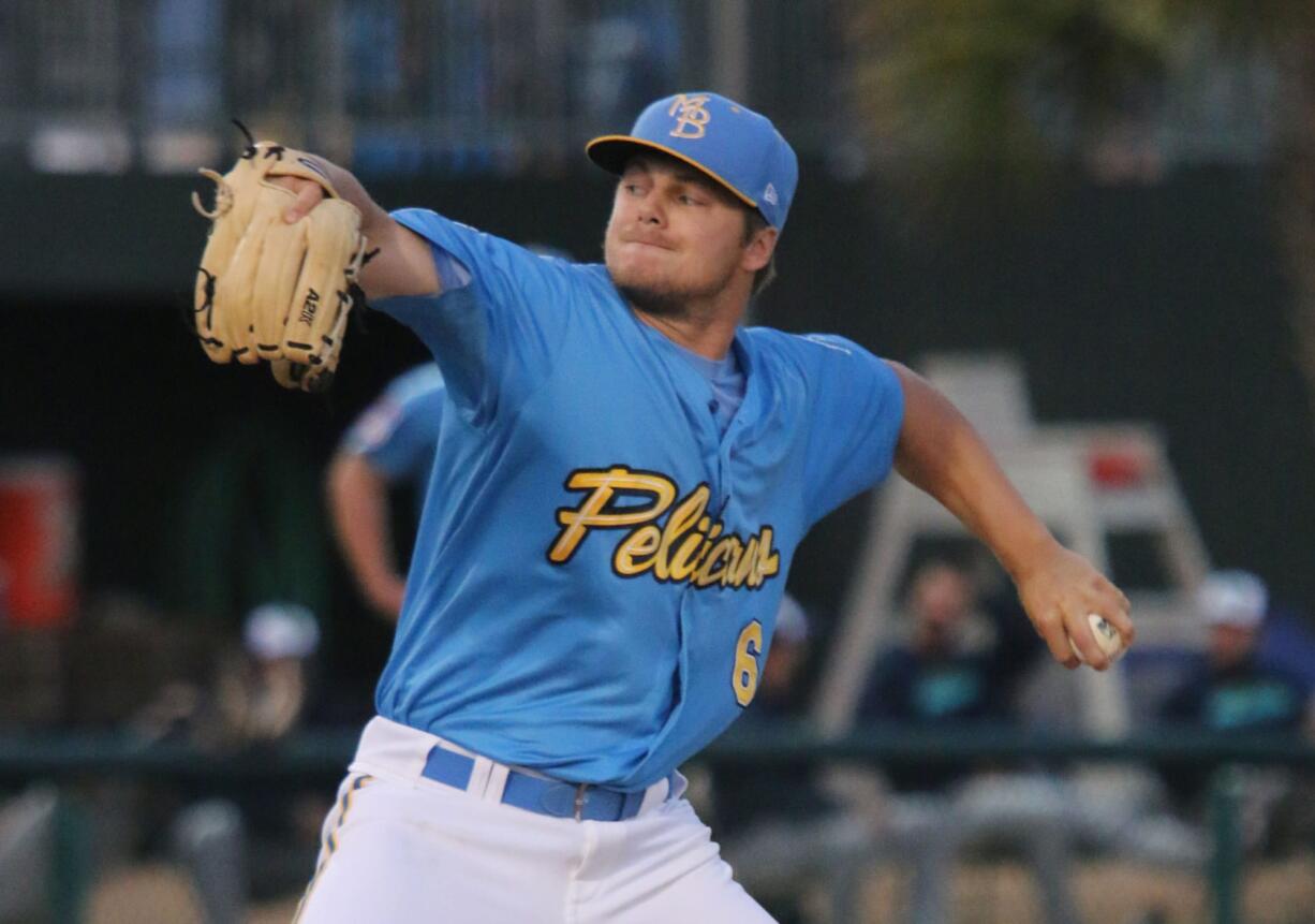 Tommy Thorpe, Evergreen High grad, pitcher for Class A Myrtle Beach Pelicans, affiliated with the Chicago Cubs.