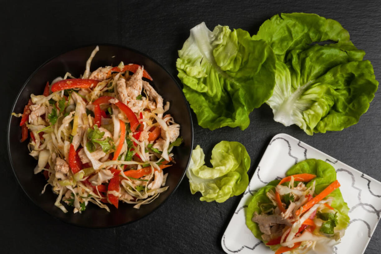 Chicken and Vegetable Salad With Asian Dressing.