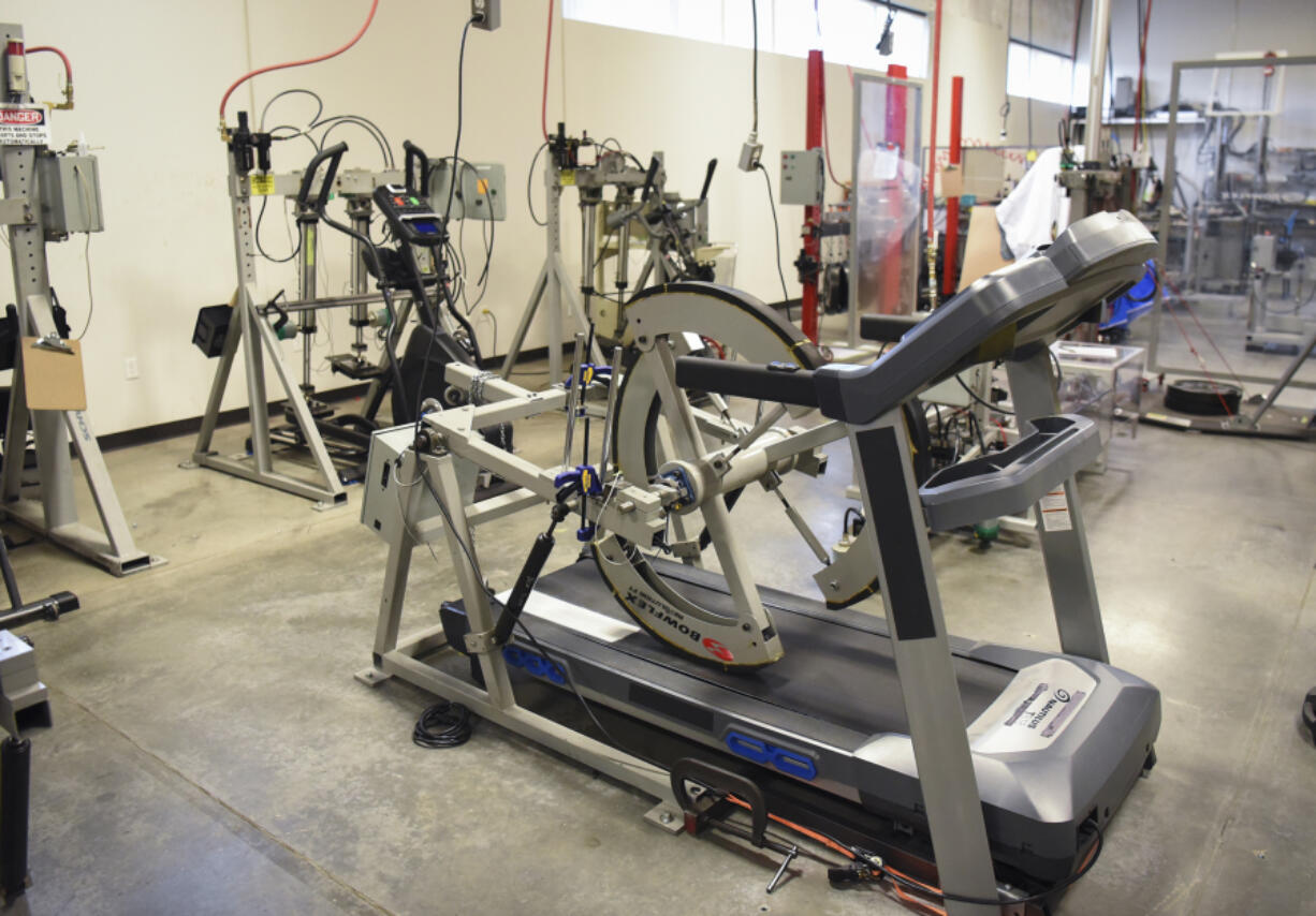 Test fixtures in the design and test lab at Nautilus Inc.’s Innovation Center in Vancouver.