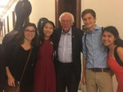 Lake Shore: Columbia River High School junior Symphony Koss, far right, spent four weeks in Washington D.C. this summer as part of National Symphony Orchestra Summer Music Institute. After a performance on day, she and her chamber group ran into Sen. Bernie Sanders, D-Vermont.