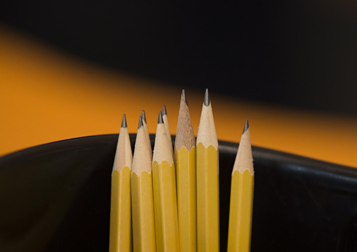 Newly sharpened pencils await students in Washougal at the district’s new K-8 campus.