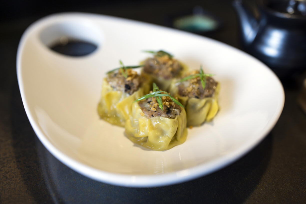 The pork shumai with Thai chili sweet soy dipping sauce in Longhouse at the Ilani Casino Resort.