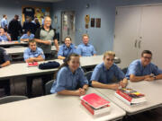 Hockinson: County council Chair Marc Boldt met with Fire District 3’s high school fire cadets at Station 31 on Sept. 11, following a memorial ceremony to honor victims of the Sept. 11, 2001, attacks.