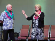 Battle Ground: Ed Staton and his wife, Sherrel Staton, at a celebration honoring them for 40 years of service to the community at Landmark Church.