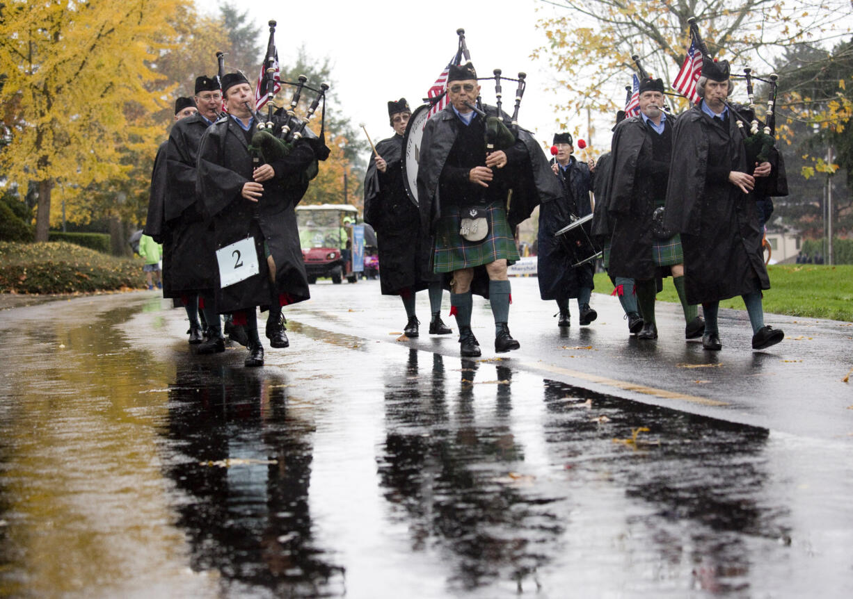 The Fort Vancouver Pipe Band marches in Vancouver's 30th annual Veterans Parade at Fort Vancouver in November. This year's parade will have a new route.