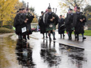 The Fort Vancouver Pipe Band marches in Vancouver's 30th annual Veterans Parade at Fort Vancouver in November. This year's parade will have a new route.