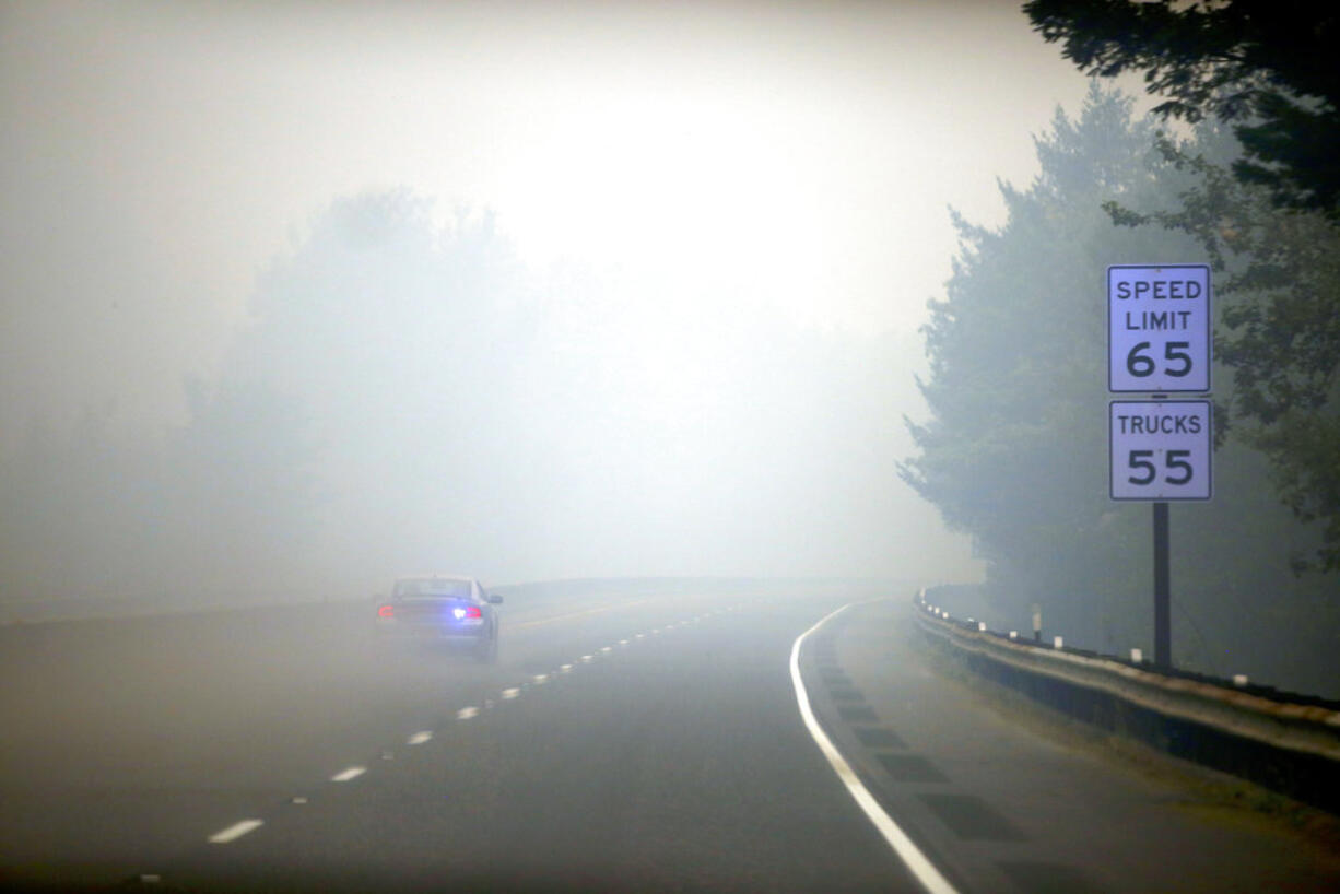 The Eagle Creek fire has been burning in the Columbia River Gorge since Sept. 2, 2017. The wildfire threatened the Multnomah Falls Lodge Tuesday, Sept. 5, 2017.