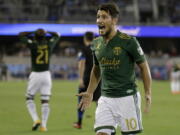 Portland Timbers midfielder Sebastian Blanco (10) reacts to a referee’s call during the second half of an MLS soccer match between the San Jose Earthquakes and the Timbers in San Jose, Calif., Saturday, Sept. 30, 2017.