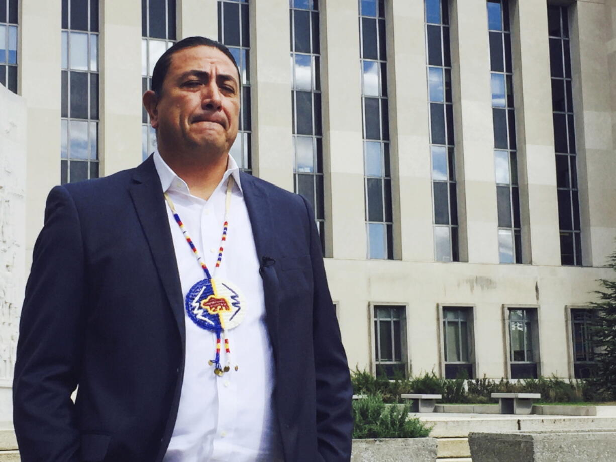 Dave Archambault, chairman of the Standing Rock Sioux Tribe, stands outside a federal appeals court in Washington where judges heard his tribe’s challenge to the Dakota Access pipeline. Archambault, the American Indian leader who spearheaded opposition to the four-state Dakota Access pipeline has been ousted as Standing Rock Sioux chairman. Archambault conceded defeat in a statement Thursday, Sept. 28, 2017.