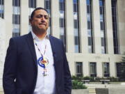 Dave Archambault, chairman of the Standing Rock Sioux Tribe, stands outside a federal appeals court in Washington where judges heard his tribe’s challenge to the Dakota Access pipeline. Archambault, the American Indian leader who spearheaded opposition to the four-state Dakota Access pipeline has been ousted as Standing Rock Sioux chairman. Archambault conceded defeat in a statement Thursday, Sept. 28, 2017.