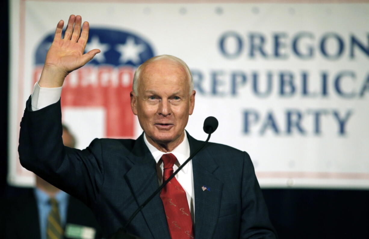 Dennis Richardson, the Oregon Republican secretary of state candidate, waves to the crowd during an election night event Nov. 8 at the Salem Convention Center in Salem, Ore. Richardson is asking state lawmakers to move the date on Oregon’s primary election from May to March, so Oregonians can have a greater say on who the presidential nominees will be.