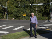 Former state Sen. Al Bauer stands at the intersection of Northeast 29th Avenue and Northeast 139th Street. Bauer proposes extending Northeast 139th Street to connect to Northeast Salmon Creek Avenue.