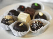 An assortment of handmade truffles and fudge at Fleur Chocolate.