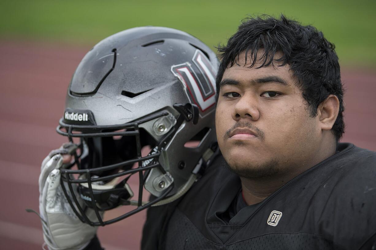 Union's Sausau Faalevao is pictured during practice Tuesday afternoon, Oct. 10, 2017.