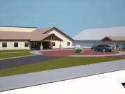 Drawings show a proposed community resource center (left) that would connect to an existing building on The Salvation Army’s campus off Northeast 112th Avenue.