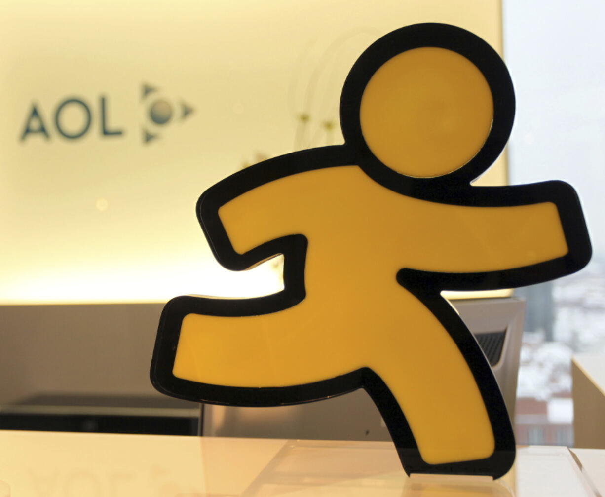 An AOL logo is seen in the company’s office in Hamburg, Germany. AOL announced on Oct. 6, 2017, that it will discontinue its once-popular Instant Messenger platform on Dec.