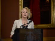 Salt Lake City Mayor Jackie Biskupski speaks in Salt Lake City. A new Associated Press-NORC poll finds that Americans want local officials to do more to battle global warming now that federal officials aren’t. That rings true with Biskupski, who co-chairs two committees of mayors that are fighting climate change. One of her groups has 115 cities committed to the goal of having their cities operating entirely on renewable energy by the year 2035. Salt Lake City is hoping to beat that goal by a few years. “We’re leading the conversation because we have to now,” Biskupski said.