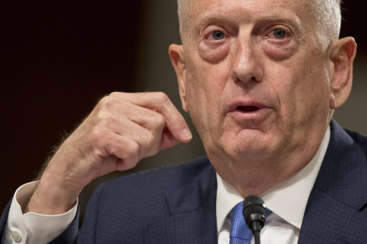 Defense Secretary Jim Mattis speaks Tuesday on Afghanistan before the Senate Armed Services Committee Capitol Hill.