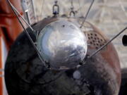 A Sputnik 1 test satellite, most likely manufactured by the Academy of Sciences of the USSR and one of only two known to exist, is displayed at the Museum of Flight in Seattle on Oct. 2.