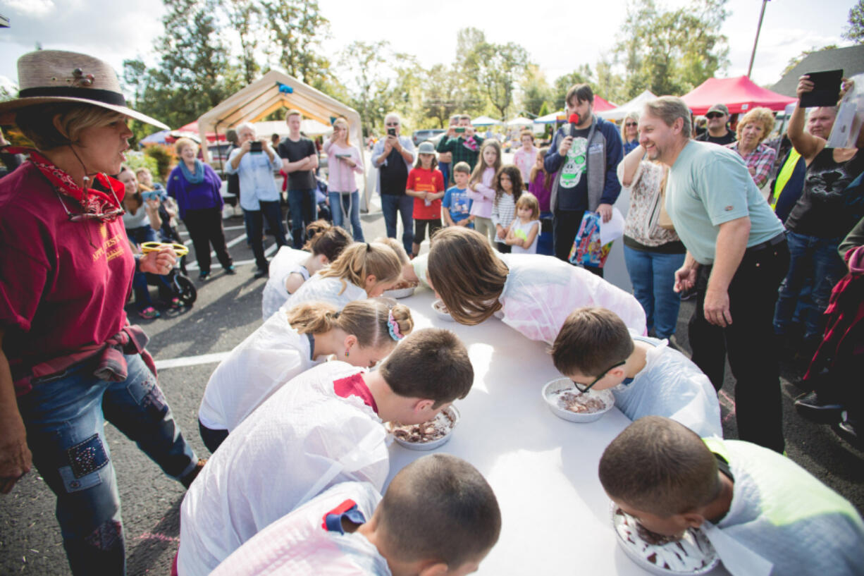 Washougal: Brooklyn Scott won the pie-eating contest for a second straight year at the 27th annual Riverside Apple Festival, which raises money for Riverside Christian School.