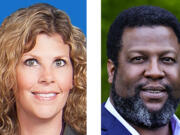 Ridgefield School District board, position 4 candidates: Incumbent Becky Greenwald, left, and Damion E.